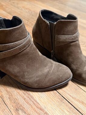 Sonoma Taupe Suede Ankle Booties with Side Zip